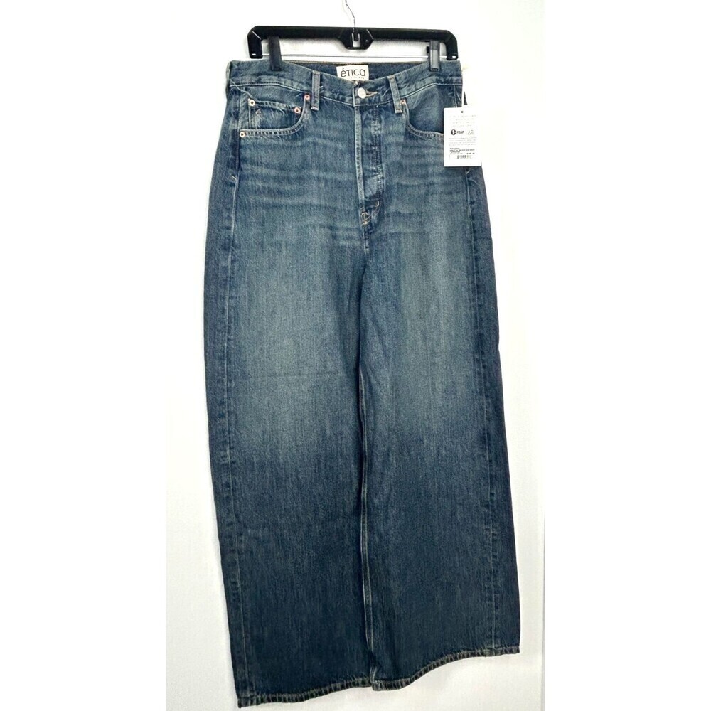 New Anthropologie Etica Women Sz 30 Jeans Marley Ultra High Rise Baggy Terranea - Picture 4 of 12